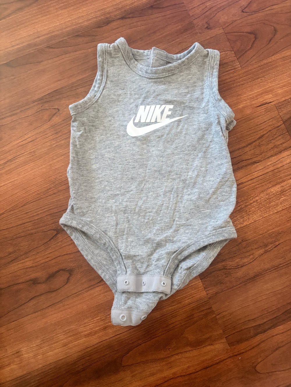 Baby Nike Gray Tank Bodysuit with White Swoosh